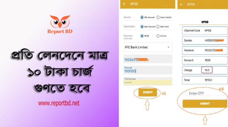 Sonali E wallet NPSB Service । সোনালী ব্যাংক একাউন্ট হতে যে কোন ব্যাংক বা কার্ডে টাকা পাঠান