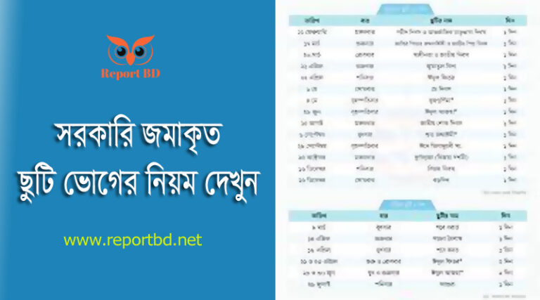 সরকারি চাকরিতে ছুটি জমার বিধান । অবসরের সময় কত মাসে অর্জিত ছুটি জমা থাকতে হয়?