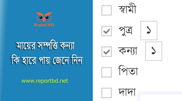 বাবা মায়ের সম্পত্তি বন্টনের নিয়ম । মায়ের নামে সম্পত্তি ভাই-বোনেরা কি সমান অংশ পায়