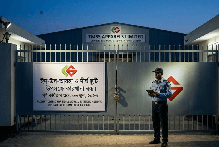 টি এম এস এস অ্যাপারেলস লিমিটেডে ১১ দিনের ঈদ-উল-আযহার ছুটি ঘোষণা