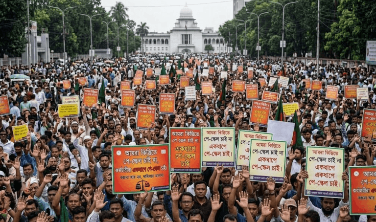 কিস্তিতে নয়, একধাপে পে-স্কেলের দাবিতে সরকারি কর্মচারীদের বিক্ষোভ