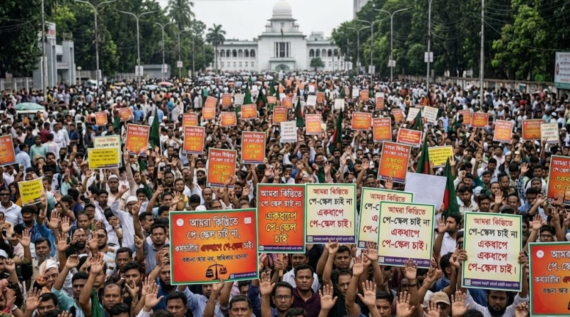 কিস্তিতে নয়, একধাপে পে-স্কেলের দাবিতে সরকারি কর্মচারীদের বিক্ষোভ