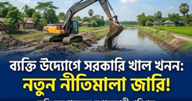স্বেচ্ছাশ্রম বা ব্যক্তি উদ্যোগে সরকারি খাল খনন এবং মাটি বিক্রির অনুমতি: ভূমি মন্ত্রণালয়ের নতুন পরিপত্র জারি