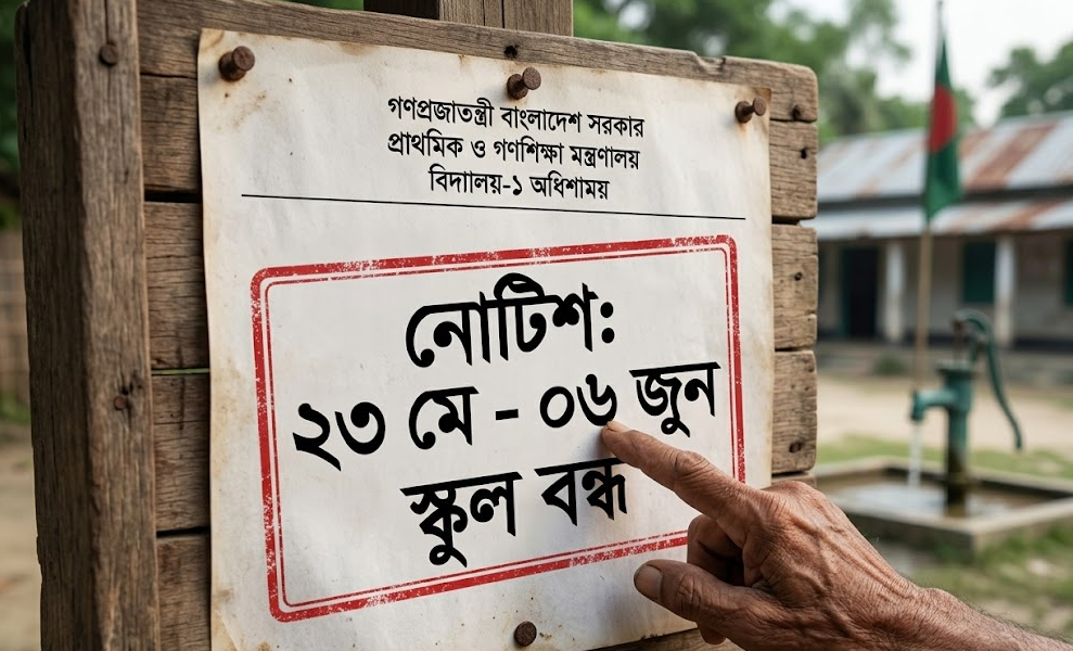 ২৩ মে থেকে ০৬ জুন পর্যন্ত দেশের সব সরকারি প্রাথমিক বিদ্যালয় বন্ধ