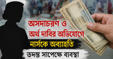 রোগীদের সঙ্গে অসদাচরণ ও অর্থ দাবির অভিযোগে ব্রাহ্মণবাড়িয়ায় সিনিয়র স্টাফ নার্সকে পিজিএলে সংযুক্ত