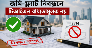 জমি-ফ্ল্যাট নিবন্ধনে টিআইএন বাধ্যতামূলক নয়