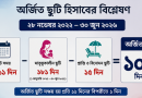 ৩০ জুন ২০২৬ পর্যন্ত অর্জিত ছুটি ১০১ দিন