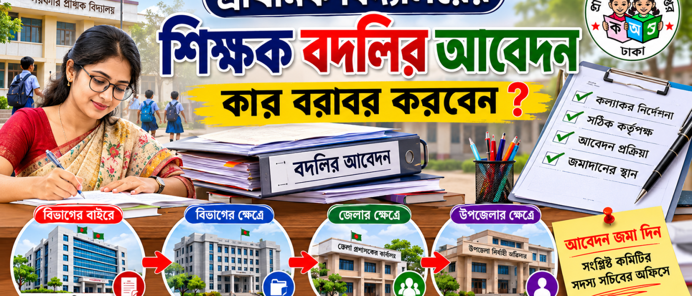 প্রাথমিক বিদ্যালয়ের শিক্ষক বদলির আবেদন