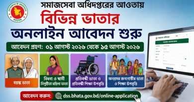 সমাজসেবা অধিদপ্তরের বিভিন্ন ভাতার অনলাইন আবেদন শুরু