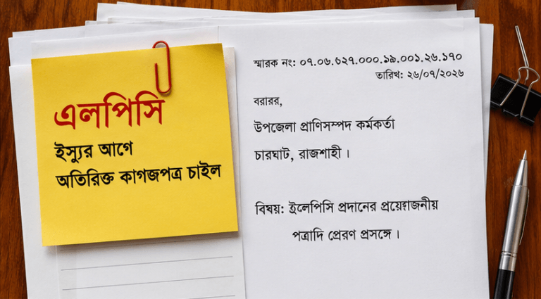 এলপিসি ইস্যুর আগে অতিরিক্ত কাগজপত্র চাইল উপজেলা হিসাবরক্ষণ কর্মকর্তার কার্যালয়