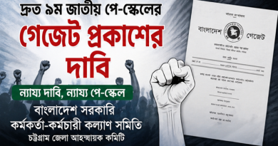 দ্রুত ৯ম জাতীয় পে-স্কেলের গেজেট প্রকাশের দাবি