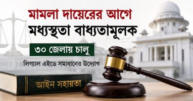 মামলা দায়েরের আগে লিগ্যাল এইডে মধ্যস্থতা বাধ্যতামূলক