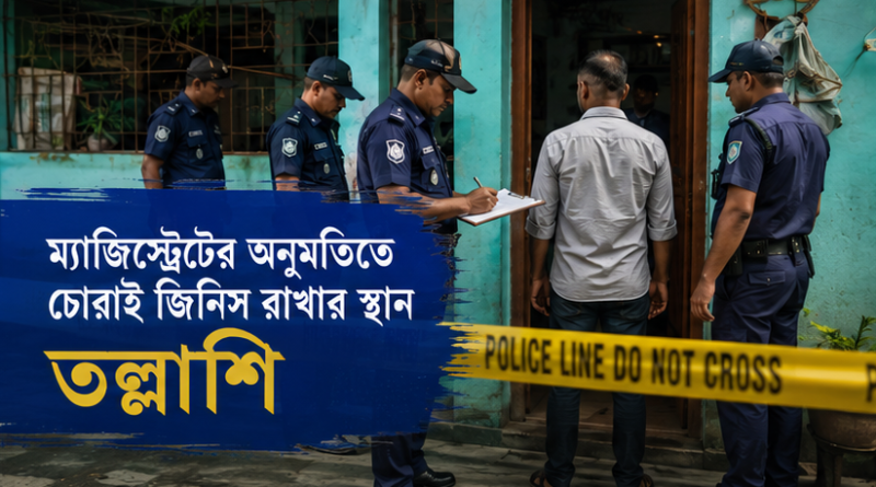 চোরাই জিনিস রাখার জন্য ব্যবহৃত জায়গা তল্লাশি