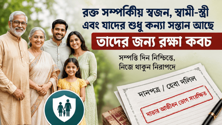 দানপত্র ও হেবা দলিলে দাতার আজীবন ভোগদখলের অধিকার সংরক্ষণের উদ্যোগ