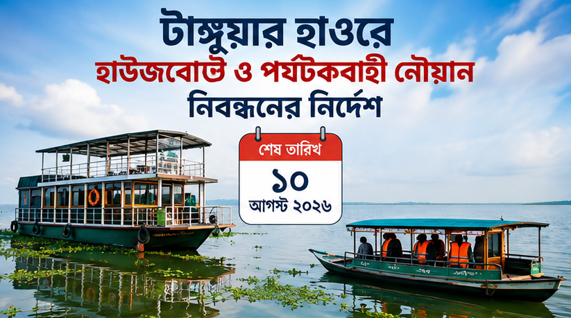 টাঙ্গুয়ার হাওরে হাউজবোট ও পর্যটকবাহী নৌযান চলাচলে কড়াকড়ি