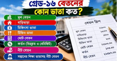 ভাতা, কর্তন ও নীট বেতনের পূর্ণ হিসাব