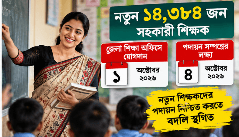 নবনিয়োগপ্রাপ্ত শিক্ষকদের পদায়নের আগে সহকারী শিক্ষকদের বদলি স্থগিত রাখার নির্দেশনা
