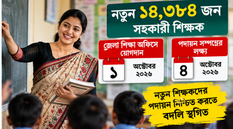 নবনিয়োগপ্রাপ্ত শিক্ষকদের পদায়নের আগে সহকারী শিক্ষকদের বদলি স্থগিত রাখার নির্দেশনা
