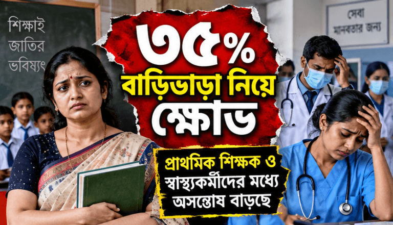 ৩৫% বাড়িভাড়া নিয়ে প্রাথমিক শিক্ষক ও স্বাস্থ্যকর্মীদের মধ্যে ক্ষোভ