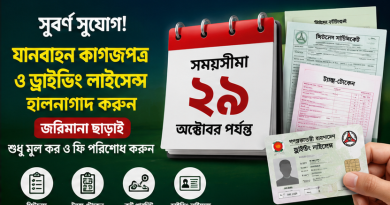 মোটরযান ও ড্রাইভিং লাইসেন্স হালনাগাদে বড় সুযোগ