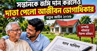সন্তানকে জমি দান করলেও দাতা পেলেন আজীবন ভোগাধিকার