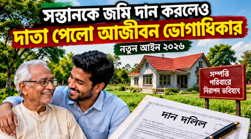 সন্তানকে জমি দান করলেও দাতা পেলেন আজীবন ভোগাধিকার