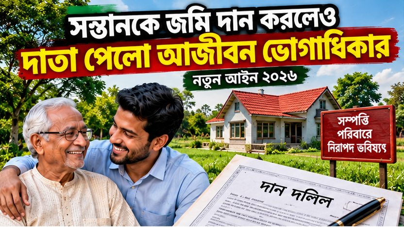 সন্তানকে জমি দান করলেও দাতা পেলেন আজীবন ভোগাধিকার
