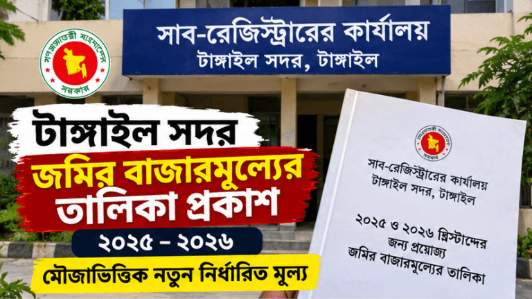 ২০২৫–২০২৬ সালের জমির বাজারমূল্যের তালিকা প্রকাশ