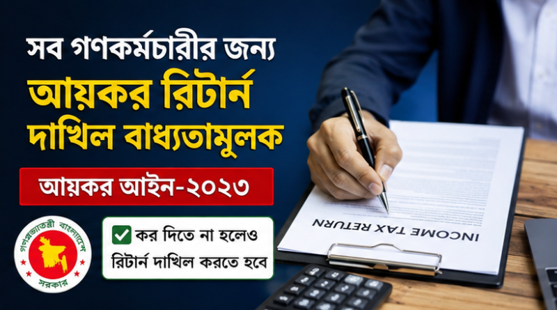 আয়কর আইন-২০২৩ অনুযায়ী সব গণকর্মচারীর রিটার্ন দাখিল বাধ্যতামূলক