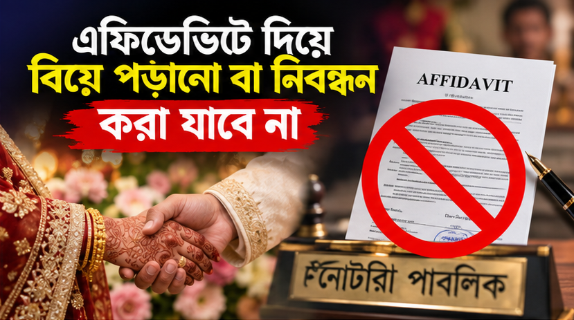 এফিডেভিটের মাধ্যমে বিয়ে পড়ানো ও নিবন্ধন করা যাবে না