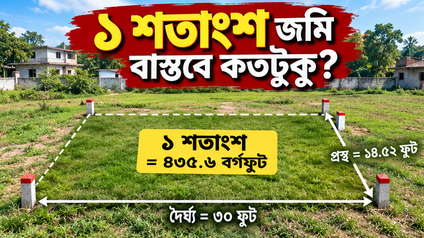 ১ শতাংশ জমি বাস্তবে কতটুকু?