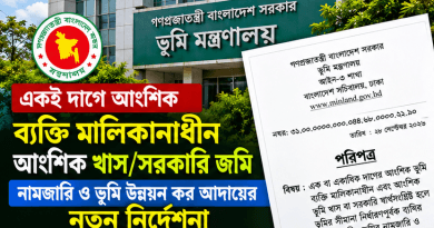 আংশিক খাস হলে নামজারি ও খাজনা আদায়ে নতুন নির্দেশনা