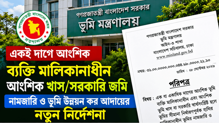 আংশিক খাস হলে নামজারি ও খাজনা আদায়ে নতুন নির্দেশনা