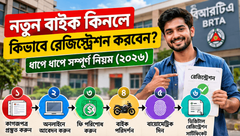 নতুন মোটরসাইকেল কিনলে দ্রুত রেজিস্ট্রেশন করবেন যেভাবে