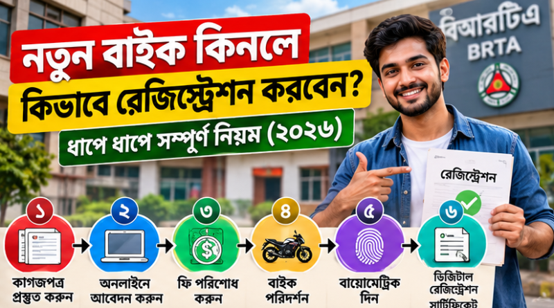নতুন মোটরসাইকেল কিনলে দ্রুত রেজিস্ট্রেশন করবেন যেভাবে