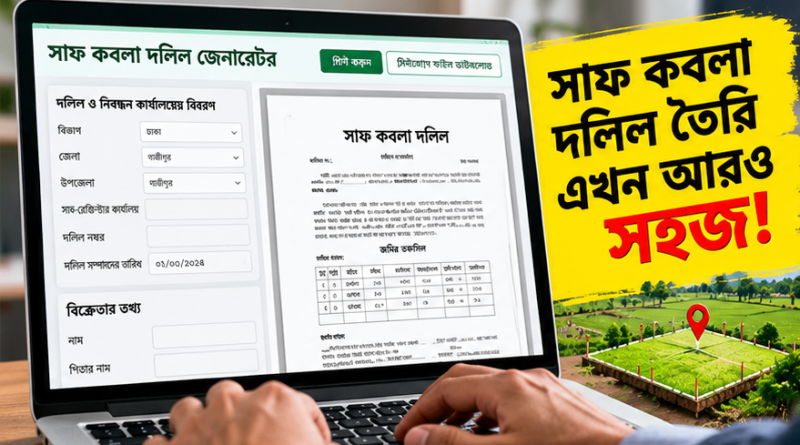 সাফ কবলা দলিল তৈরিতে নতুন ডিজিটাল উদ্যোগ