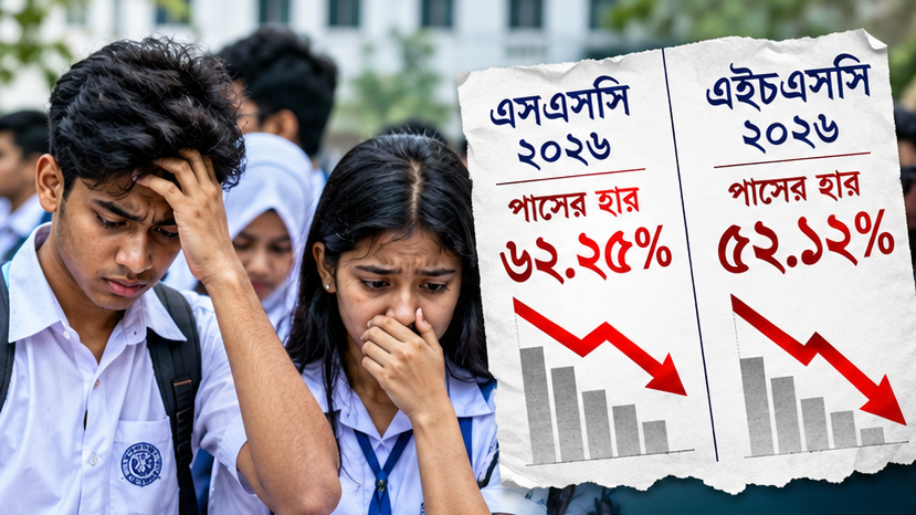 এইচএসসিতে পাসের হার কমে ৫২ শতাংশে